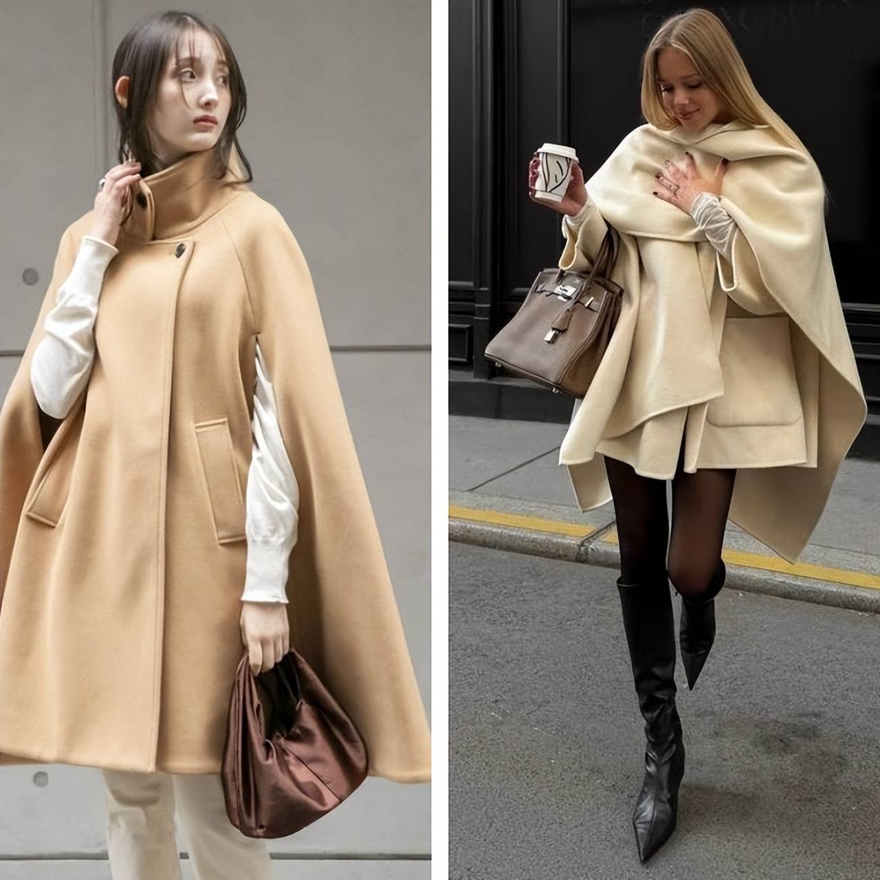 这个冬天，50+姐姐穿“披肩大衣”绝了，优雅又有范(图3)