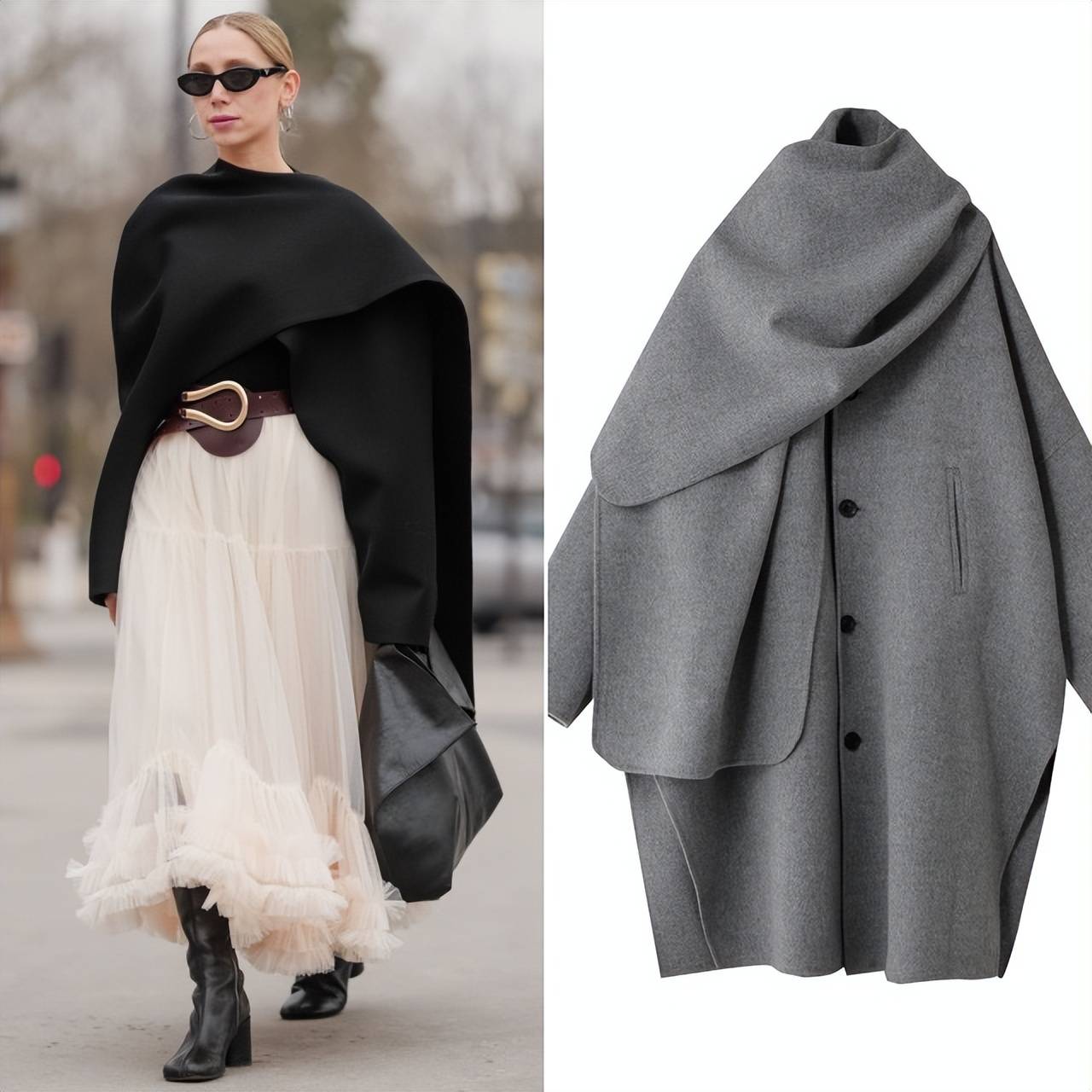 这个冬天，50+姐姐穿“披肩大衣”绝了，优雅又有范(图4)