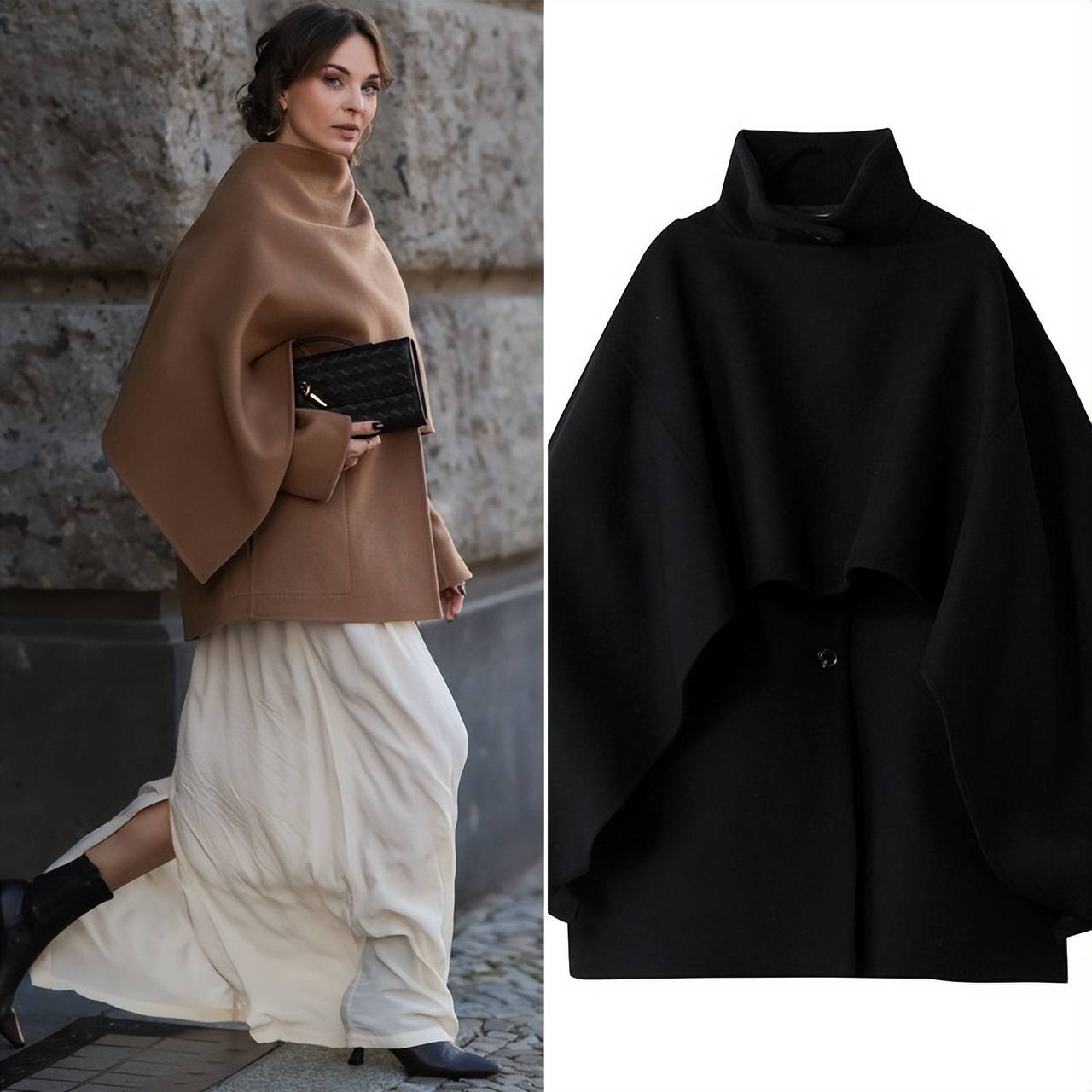 这个冬天，50+姐姐穿“披肩大衣”绝了，优雅又有范(图7)