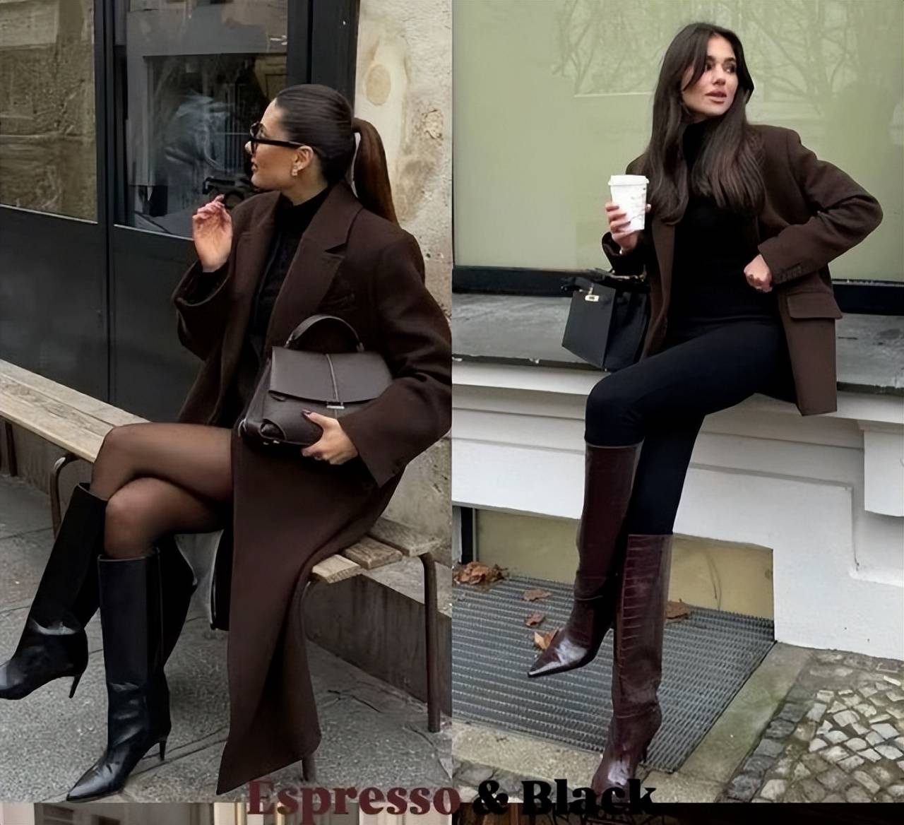 棕色+黑色低调中带高级，根据肤色选对棕色，轻松穿出好气色(图5)