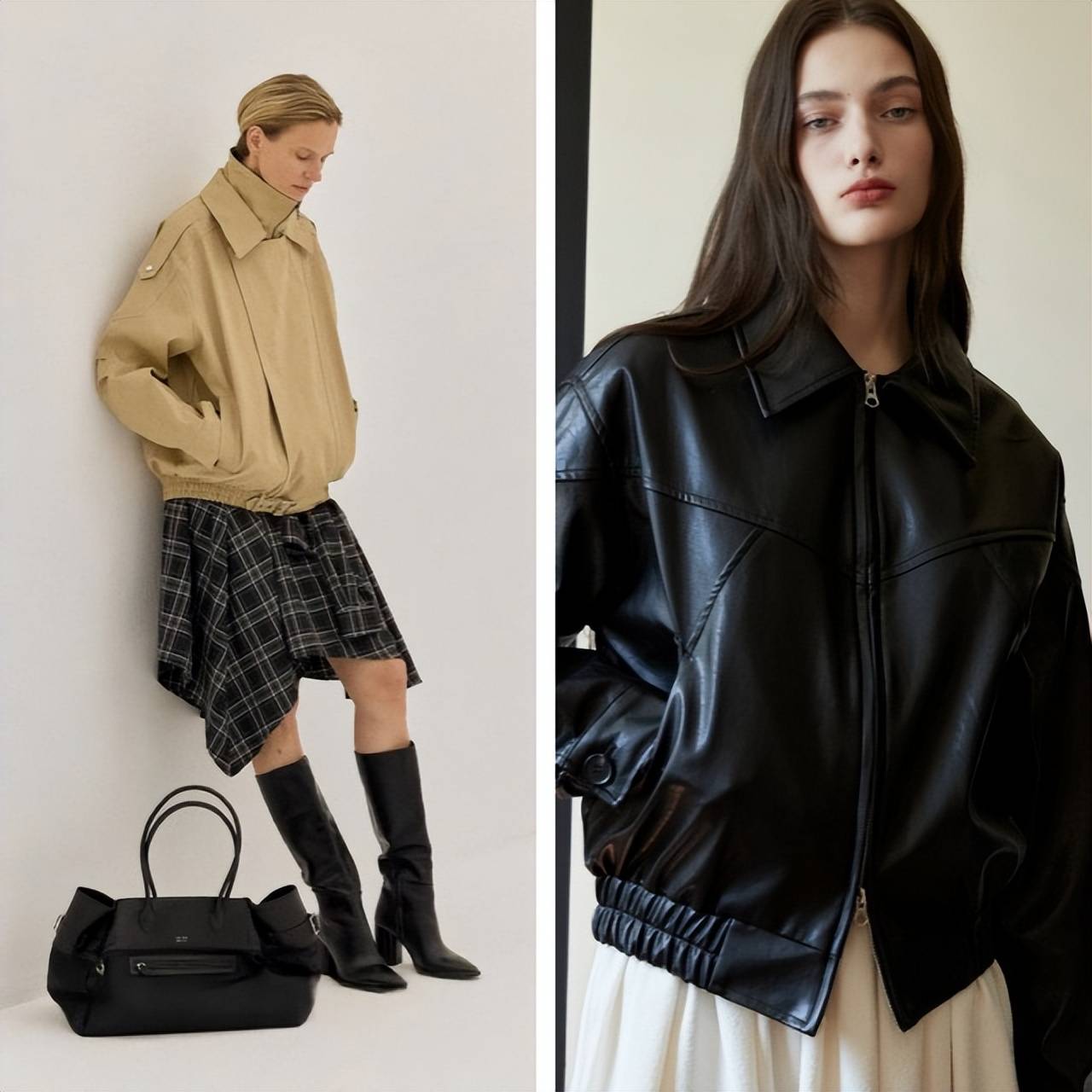 新潮“皮夹克+半裙”，今冬最火炸街组合，美得超有范儿 (图2)