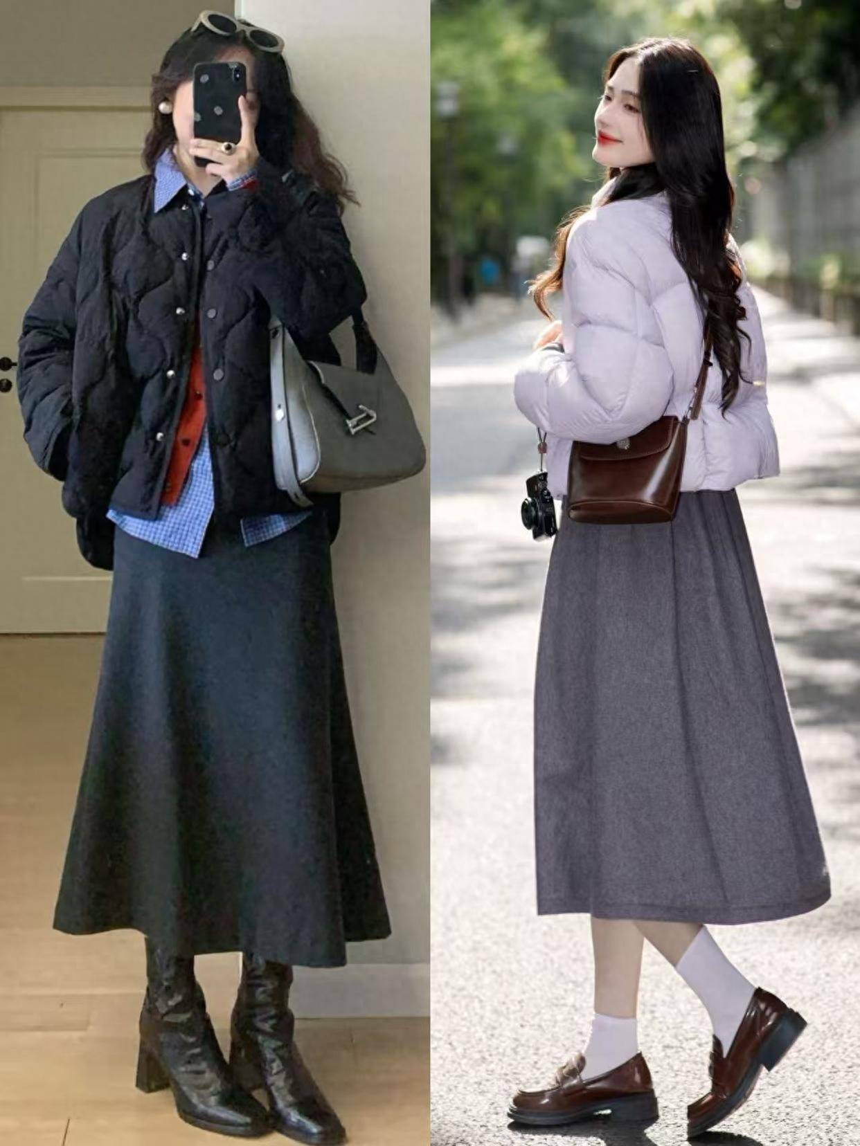 “羽绒服”新穿法火了，搭配裙子、直筒裤，既保暖又洋气，超好看 (图1)