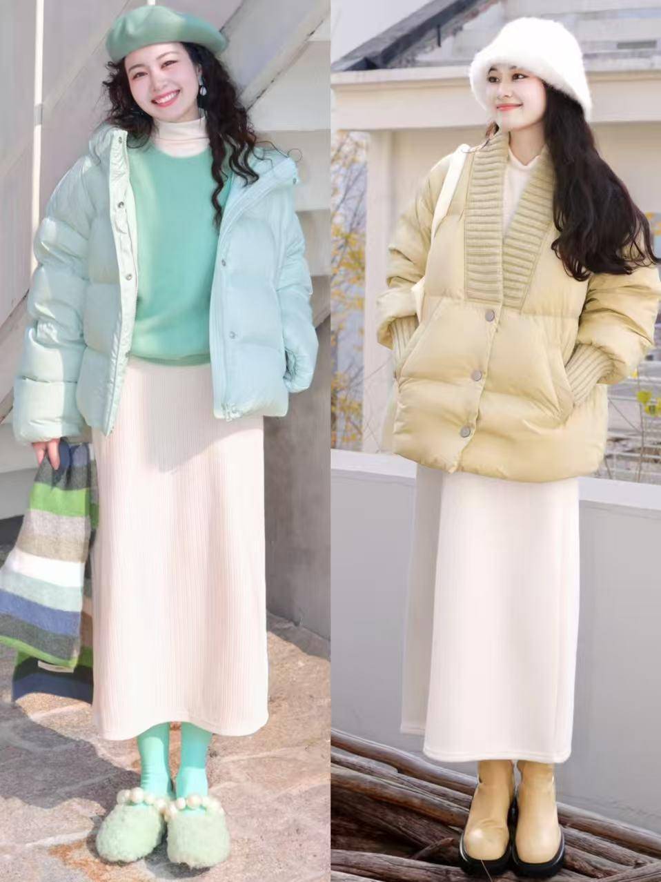 “羽绒服”新穿法火了，搭配裙子、直筒裤，既保暖又洋气，超好看 (图7)