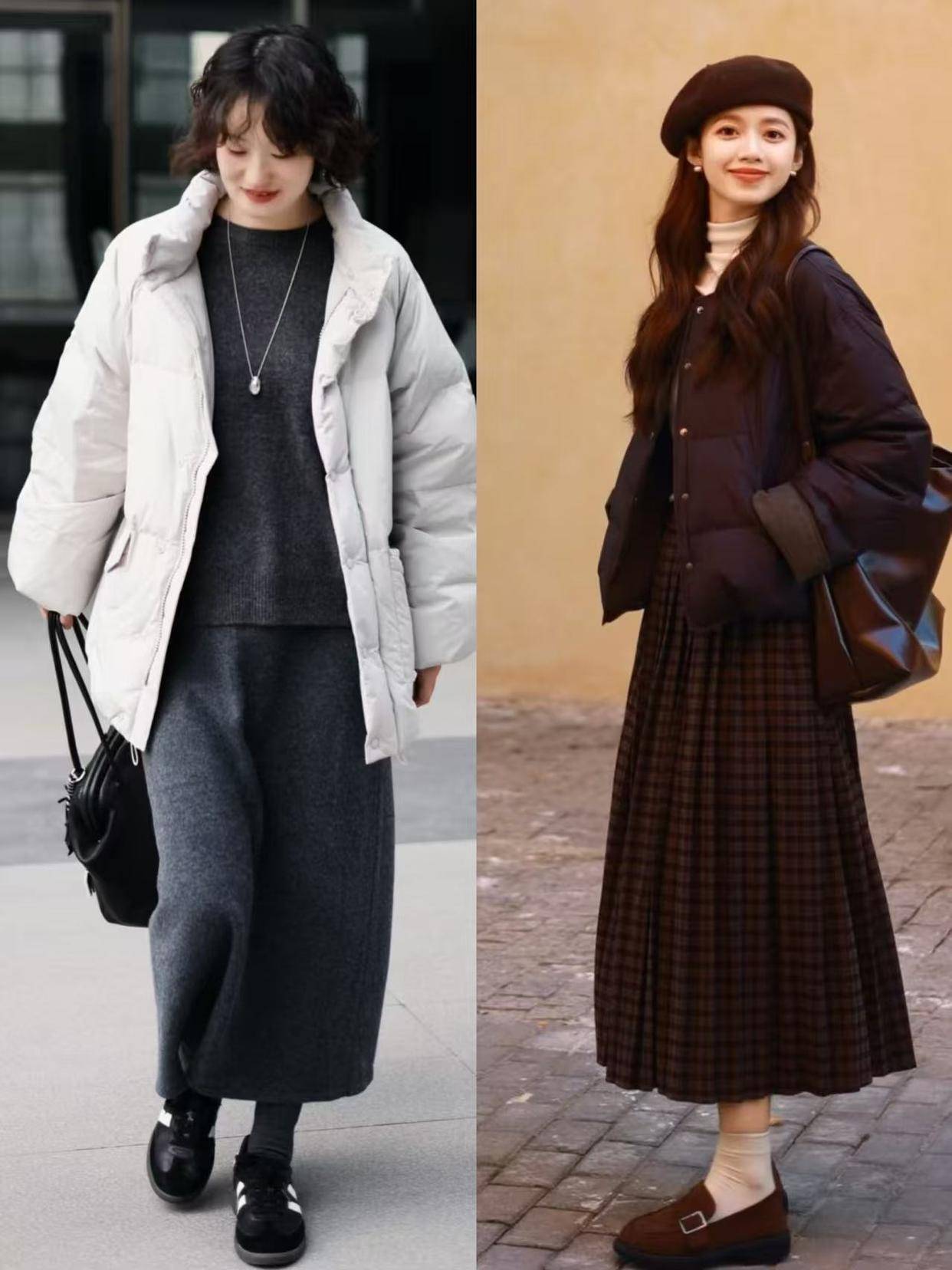 “羽绒服”新穿法火了，搭配裙子、直筒裤，既保暖又洋气，超好看 (图6)