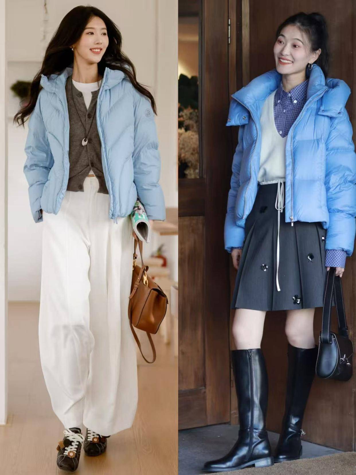 “羽绒服”新穿法火了，搭配裙子、直筒裤，既保暖又洋气，超好看 (图9)