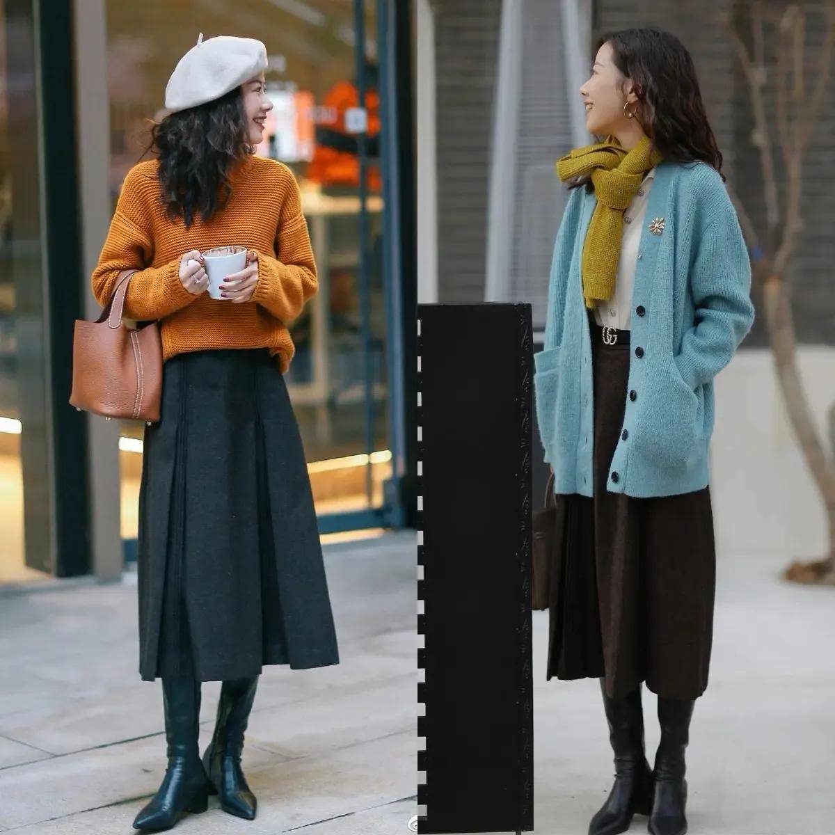 今冬这种新穿法很火：裙过膝、鞋带跟、色要简，遮肉又优雅得体 (图11)